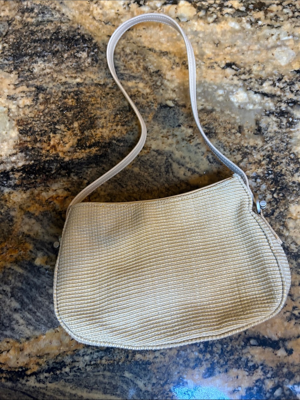 Women's Cream Shoulder Bag - Textured Woven Design